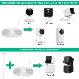 YEAOI 50 ft Camera Extension Cable for Wyze Cam v4, Wyze Cam Pan v3, Wyze OG, Wyze Cam v3 and v3 Pro，Outdoor Charging Cord with L-Shaped Adapter and 18W Power Adapter