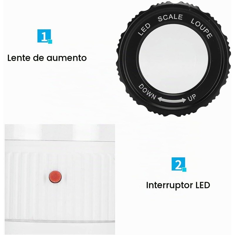 Lupa de Joyería 30X con Luz LED y UV Ajustable