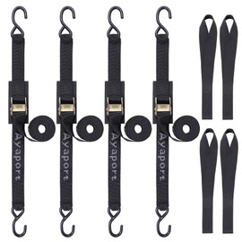 Ayaport Cam Buckle Tie Down Straps 8 feet 3000lbs Break Strength Securing Straps with S Hooks for Motorcycle, Kayak, Car, Truck, Dirt Bike