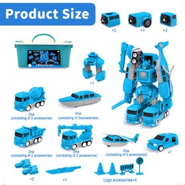 HIULLEN Magnetic Transform Engineering Assembled Car Toys, 26PCS Constructo Modular Transforming Toy Set, Transforming Robot Car Toy, DIY Outdoor Construction Toys for Kids (Blue Set)
