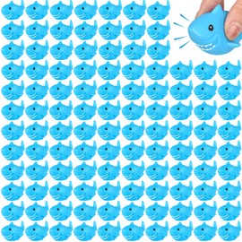 60 Tiburones de goma azul tiburones de baño de goma lindos tiburones apretables y chirriantes pequeños tiburones de goma para nadar tiburones de goma juguetes para cumpleaños, ducha, tina, regalos de