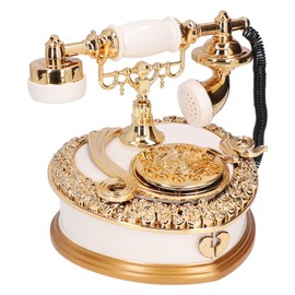 Heart Shaped Retro Telephone Music Box Creative Music Jewelry Box Ornaments for Girls Birthday Gift White