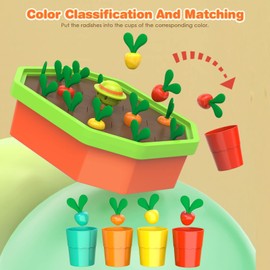 kramow Montessori Toy from 2 Years, Magnetic Worm Catching Game, Carrot Harvest Sorting Game with Cards, Children's Toy Gift from 2 3 4 Years Girls Boys