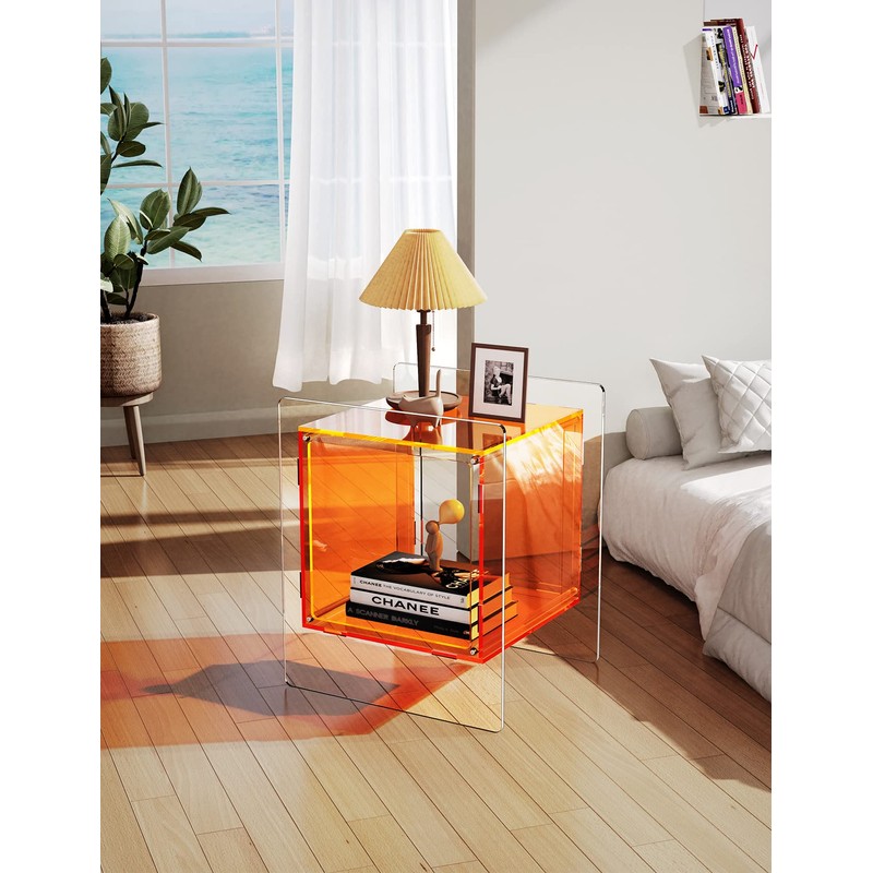 solaround solaround Acrylic Nightstand Colorful Bedside Table with Open Storage