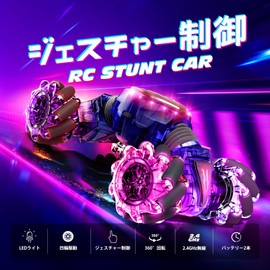 Tecnock RC Car for Kids, Gesture, RC Car, 360° Rotation, 4-Wheel Drive, Double Sided, Toy Car, USB Charging, Remote Controlled Car, 4WD Off-Road Car, For Beginners, LED Light, Car, Birthday Gift, For