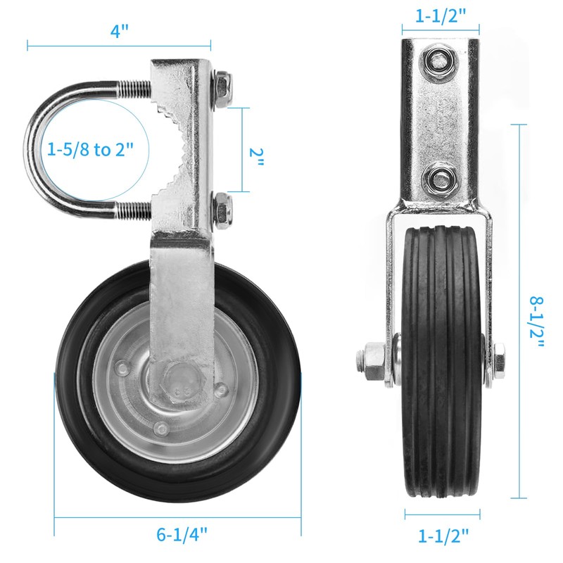 Gate Wheel Supporting Metal Swing Gate, 6" Gate Helper Wheels
