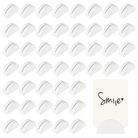 48 Pcs White Table Number Holders Wooden Place Card Holders Semicircular Design Table Number Stands Weeding Tables Name Holder Office Tag Photo Menu Clips for Wedding Party Office Tag Restaurant
