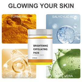 Asheyya 55 PCS Turmeric and Kojic Acid Cleansing Pads, Turmeric Cleansing Exfoliating Pads Facial Cleansing Skincare