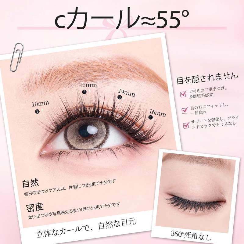 Pokolan False Eyelashes, Upper Eyelashes, Partial False, Natural Butt, Transparent
