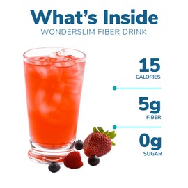 WonderSlim Fiber Drink, Very Berry, 5g Fiber, 7 Vitamins & Minerals, No Fat, Gluten Free, Keto Friendly & Low Carb (10ct)