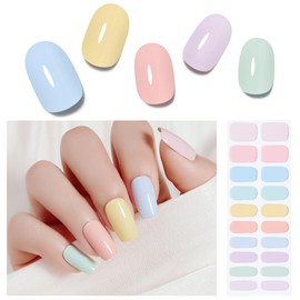Arte Clavo Semi Cured Gel Nail Strips, 20 Pcs Gel Nail Stickers with UV Light Required, Salon Quality, Long Lasting, Easy Apply and Remove (Macaron)