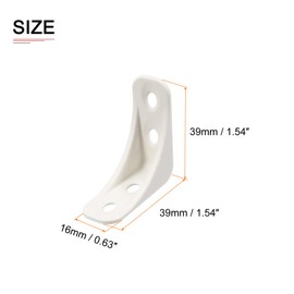 DTGN 39x39x16mm(LxWxH) Plastic Corner Brackets -20Pack - Good for Furniture Repairing - 4 Holes L Shape Right Angle Brace - White