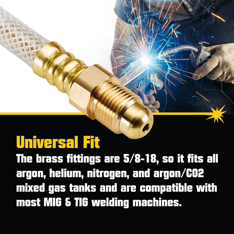 PrimeWeld Argon/Inert Gas Hose 36" Reinforced Clear Line With 5/8-18