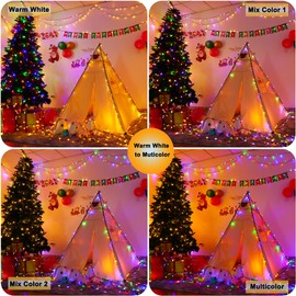 Smart Christmas Tree Lights Indoor Outdoor, 110 ft 330 LED Warm White to Multicolor Musical Christmas Lights with Remote, Connectable Waterproof Twinkle String Lights for Xmas House Decor