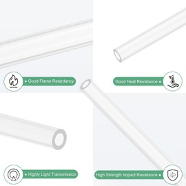 M METERXITY 2-Pack Clear Plastic Tube, 3mm[0.12"] ID x 5mm[0.2"] OD High Impact Rigid Polycarbonate Round Pipes for Water Plumbing/Lighting/Aquariums/Models, Plastic Tubing [305mm/12IN]