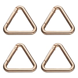 sourcing map 4 Pcs Triangle Spring Key Ring 1.3 Inch Metal Buckle Spring Snap Clip Trigger for Keychains Bags Purse Handbags Hanging Crafts DIY Accessories Decorations, Gold