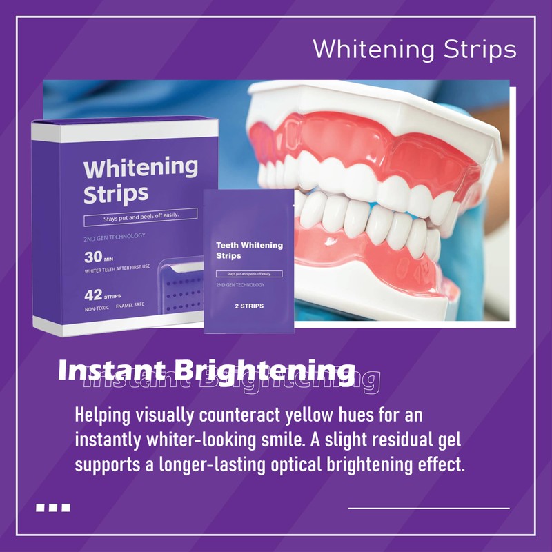 Arma Purple Teeth Whitening Strips（42 Strips） Enamel Safe for Sensitive