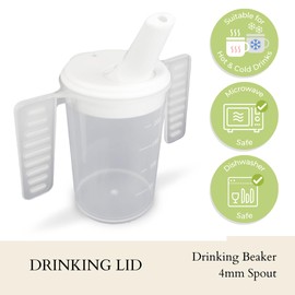 Wing Handled Beaker with Adjustable Drinking Lid - Pack of 10 | Adult Beakers for Elderly Dementia Cup Adult Drinking Cup for Elderly Two Handled Drinking Cup Small Adjustable Spouted Drinking Lid