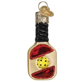 Old World Christmas Mini Pickleball Paddle Glass Hanging Ornament