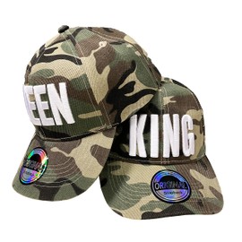 J26 NY Mr. & Mrs. King & Queen Snapback USA Cap Baseball Cap Trucker Sport Cap Adjustable Cult Partner Look Snapback, Camo King & Queen Set