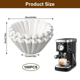 100 Stück Korbfilter Kaffeefilter, 110/250mm Kaffeefilter Papier Universelle Korbfiltertüten für 8-12 Tassen Kaffee, Korbfilterpapier für Selbstgemachten Kaffee zu Hause, In Cafés, Büros (Weiß)