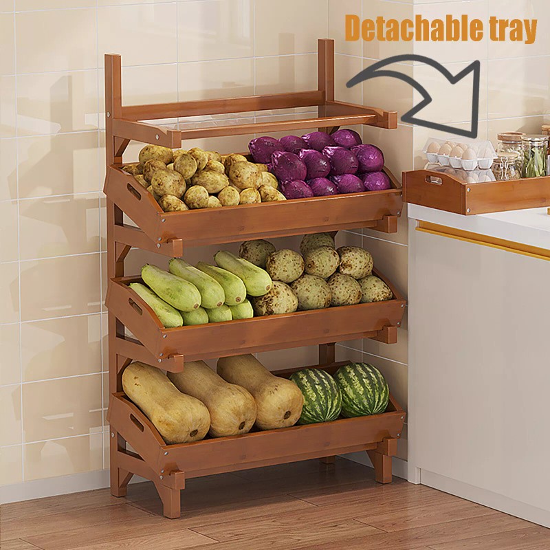 TBvechi Floor Standing Rack 4-Tier Pull-Out kitchen Fruit Vegetable Storage