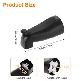 sourcing map Slip on Tub Spout, Bath Slip-On Tub Spout Zinc Alloy Bathtub Faucet with Pull-Up Diverter and Hex Wrench for 1/2 Inch Water Tube for Bathroom Kitchen, Black