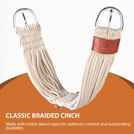 Harrison Howard 24 Strand Roper Western Cinch Handwoven Double-Weave Roper Cinch Rugged Stainless Steel Hardware for Horse 32 inches