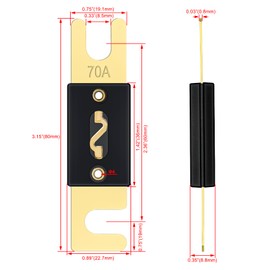 Heschen ANL Fuse ANL-70 70 Amp for Car Vehicles Audio System Sheet Gold Tone & Black 2 Pack