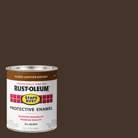 Rust-Oleum 7775502-2PK Stops Rust Brush On Paint, Quart, Gloss Leather Brown, (Pack of 2)