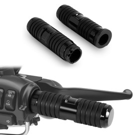JUNJUMOTO Hand Grips 1 inch Cable Throttle Control Non-Slip Rubber Handle Bars Compatible with Harley Touring Dyna Softail Sportster XL VRSC (Cable Throttle,Grooved Black)