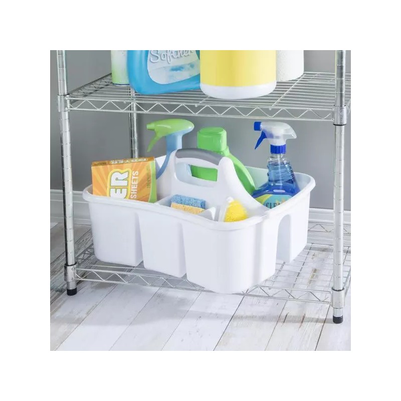 Sterilite Plastic Divided Portable Cleaning Supplies Caddy Organizer Basket