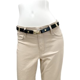 Estimation Women's Thin Rubber Belt, Made in Japan, Gold Buckle, 0.8 inch (20 mm) Wide, Bit Belt, Cute, Stylish, Women's, Large Size, Jeans, Dress, 0.8 inches (20 mm) (BLACK), Black