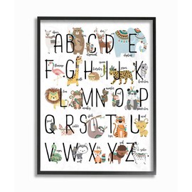 Stupell Industries Boho Animal ABCs Black Framed Wall Art, 16x20, Design By Artist Erica Billups