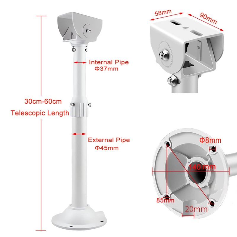 E-HORDE Extendable CCTV Mounting Bracket 30 cm - 60 cm