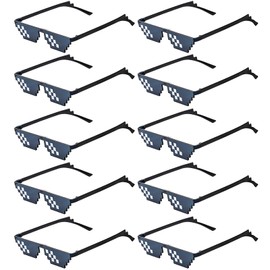 KIMOBER 10 Pack Thug Life Sunglasses,Black 8 Bits Pixelated Mosaic Gamer Thuglife Glasses for Men Women Kids Photo Props Party Favors