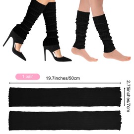 Bremorou Leg Warmers for Women, Fashion Knit Neon Leg Warmers, 80s Ribbed Knit Long Socks, Long Black Socks for Yoga, Dance, Sports and Party(Black)