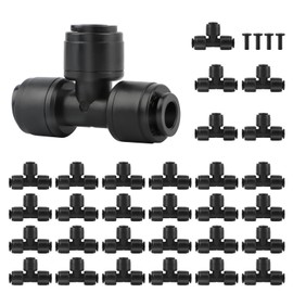 Kalolary 30Pcs Quick Connect 1/4" Drip Irrigation Tee Fitting,Universal Barbed Tee Connector for 1/4" Irrigation Tubing Leak Free Fittings with 4Pcs Plugs for Sprinkler Drip Irrigation Watering System