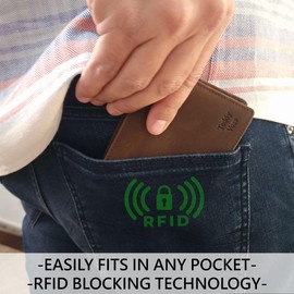 TEDDY VOSS TEDDY VOSS Genuine Leather Wallet for Men, RFID Blocking, Classic Brown Bifold Wallet, Slim Men's Wallet with 10 Card Slots and 2 ID Windows, Full Grain Leather Wallet, Ultra Strong Stitching