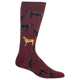 Hot Sox Mens Labrador Crew Socks, Mens Shoe Size 6-12.5, burgundy
