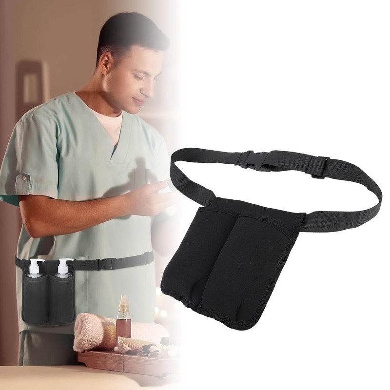 Adjustable Massage Oil Waist Bag for 2 Bottles, Storage of