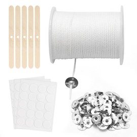 Stoppino in Cotone per Candele - 6100 cm, Intrecciato, Senza Fumo, Naturale, Inodore - Set di 100 Pezzi per Produzione Fai da Te, Natale