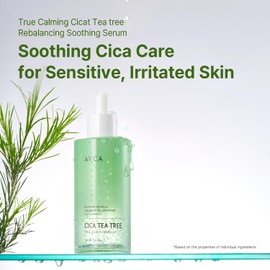 AVCA True Calming Cica Tea Tree Soothing Serum for Sensitive, Balanced Skin (3.38 oz)