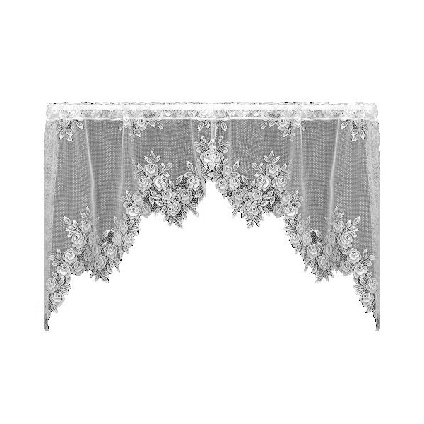 Heritage Lace Tea Rose 60-Inch Wide by 30-Inch Drop Swag Pair, Ecru