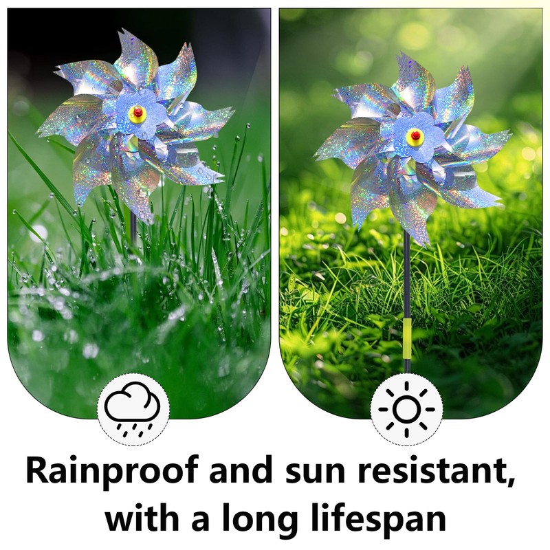 KOKMEYA 10-Pack Reflective Bird Repellent Pinwheels 9.6 Inches in Diameter