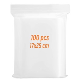Sealable Plastic Bags,100 PCS 17x25cm Grip Seal Bags,Large Clear Ziplock Bags Sealed Sample Bags,Resealable Plastic Bags for Kitchen Storage Clothing DIY Candies Spice Nuts(17 x 25cm -100pcs)