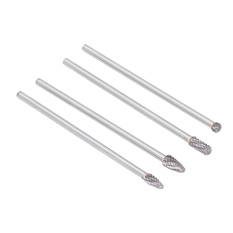 4Pcs Extended Carbide Rotating Burr Set 1/4in Shank Tungsten Steel