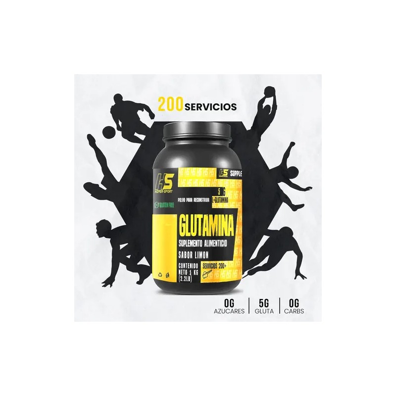 Suplemento En Polvo Glutamina Hiper Sport 1kg Varios Sabores
