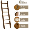TEAKMAMA 6-Tier Blanket Ladder with Hooks, 5.4 Ft Wall Leaning
