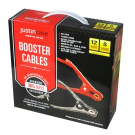 Justin Case Heavy-Duty Jumper Cables for Car, Includes 8 Gauge Wire Conductor 12' Car Jumper Cables & 365 Day Roadside Assistance